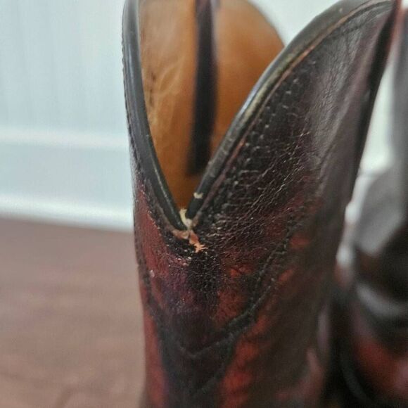 Lucchese Black Cherry Leather Boots Style P0134 Size 9 Men's - Picture 5 of 12